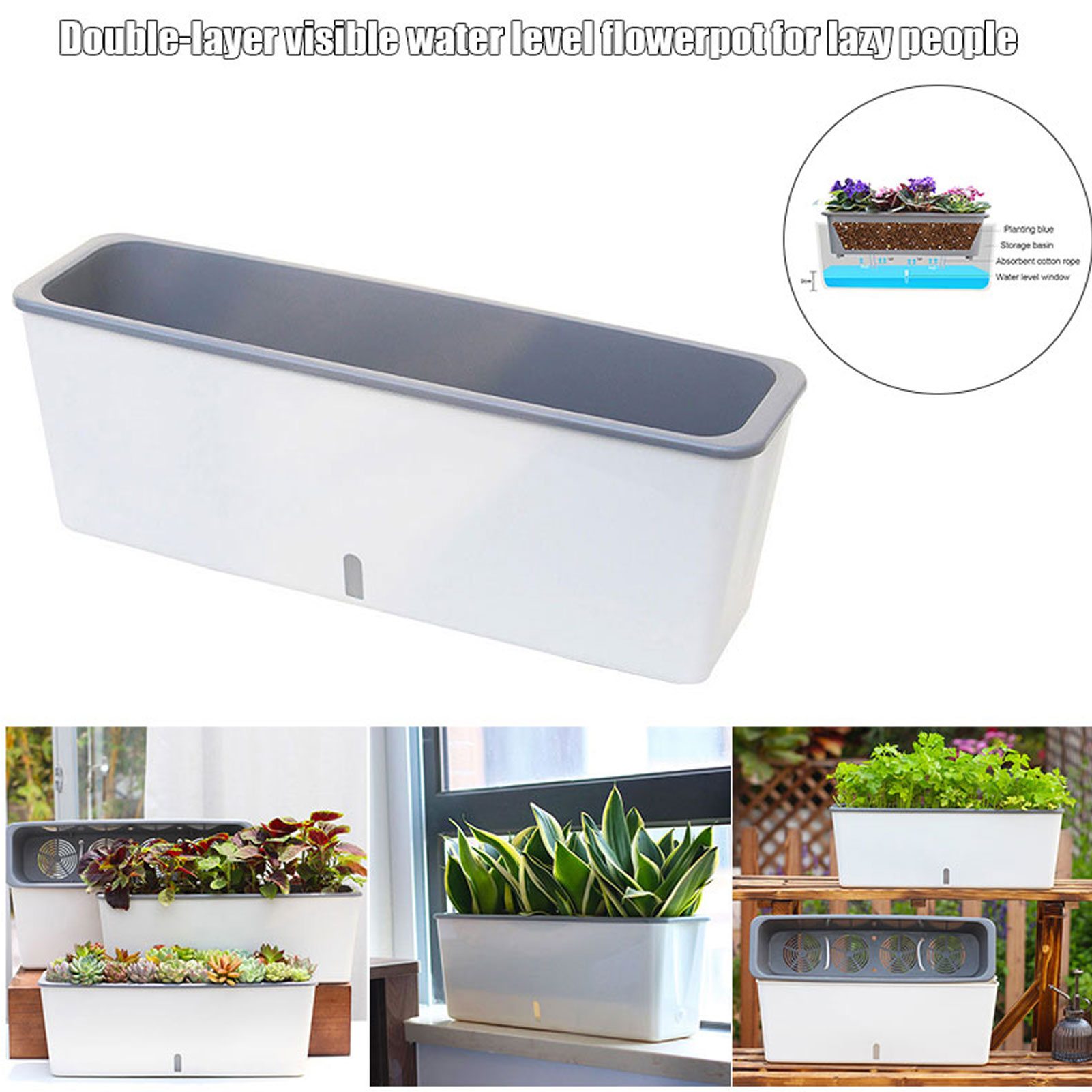 Self-Watering Planter Pots wit - Aloe Vera Pot ulasan dan harga
