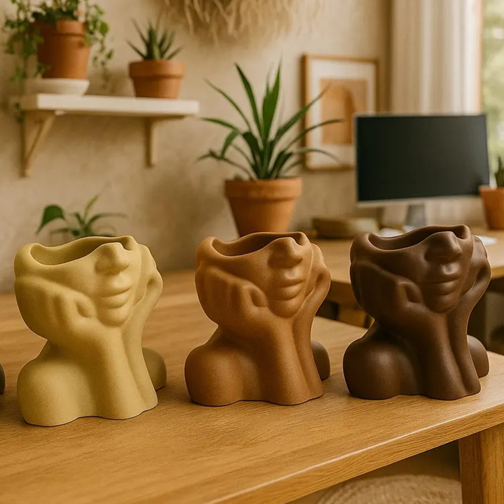 Abstract Face Planter Pot Sili - Echeveria Succulent ulasan dan harga
