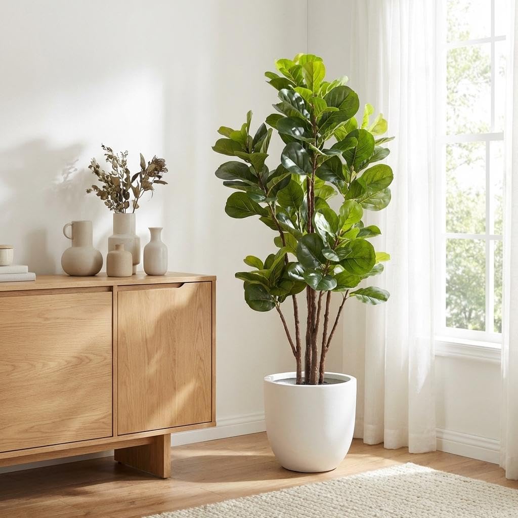 Fiddle Leaf Fig Tree Artificia - Ficus Lyrata Tree ulasan dan harga