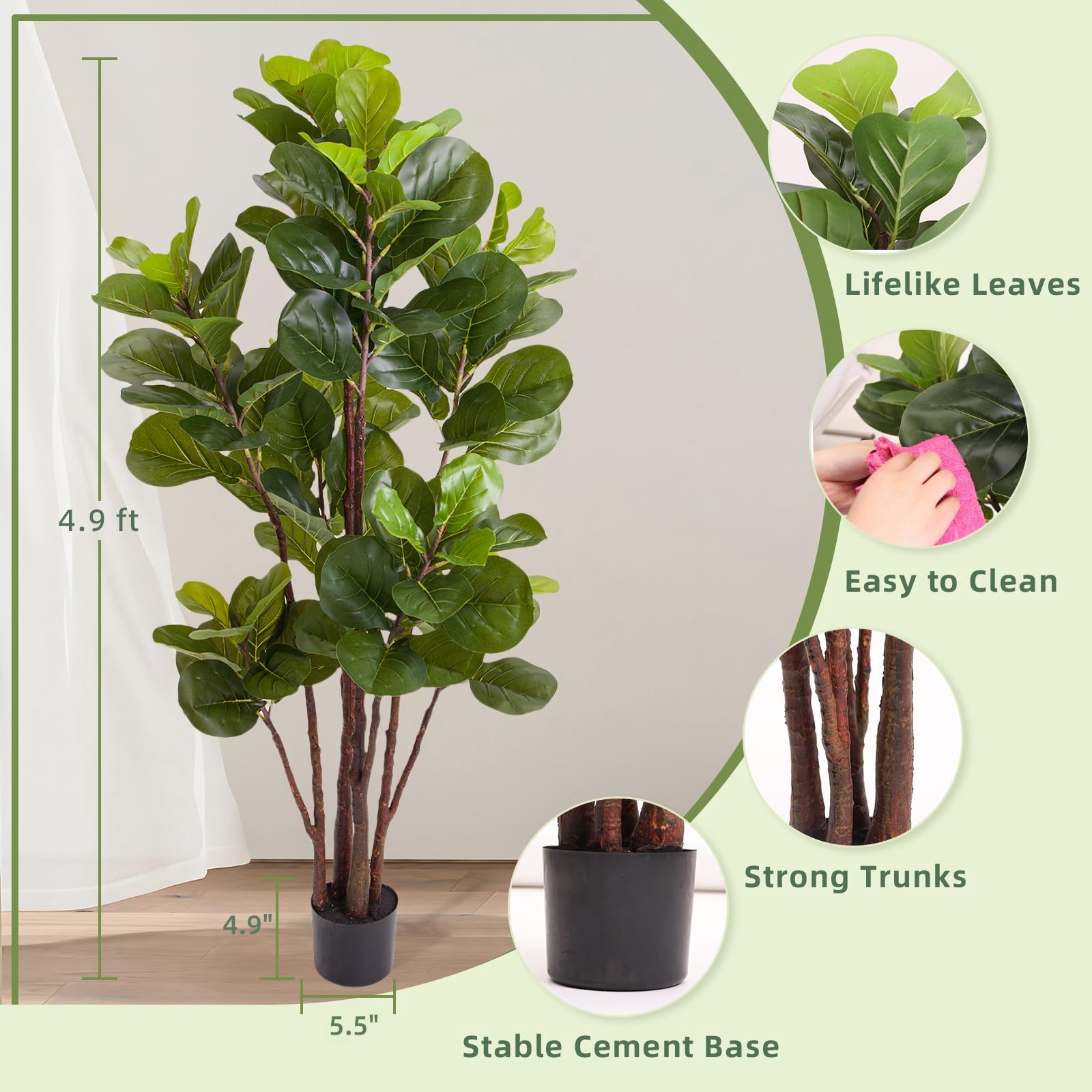 Fiddle Leaf Fig Tree Artificia - Ficus Lyrata Tree ulasan dan harga