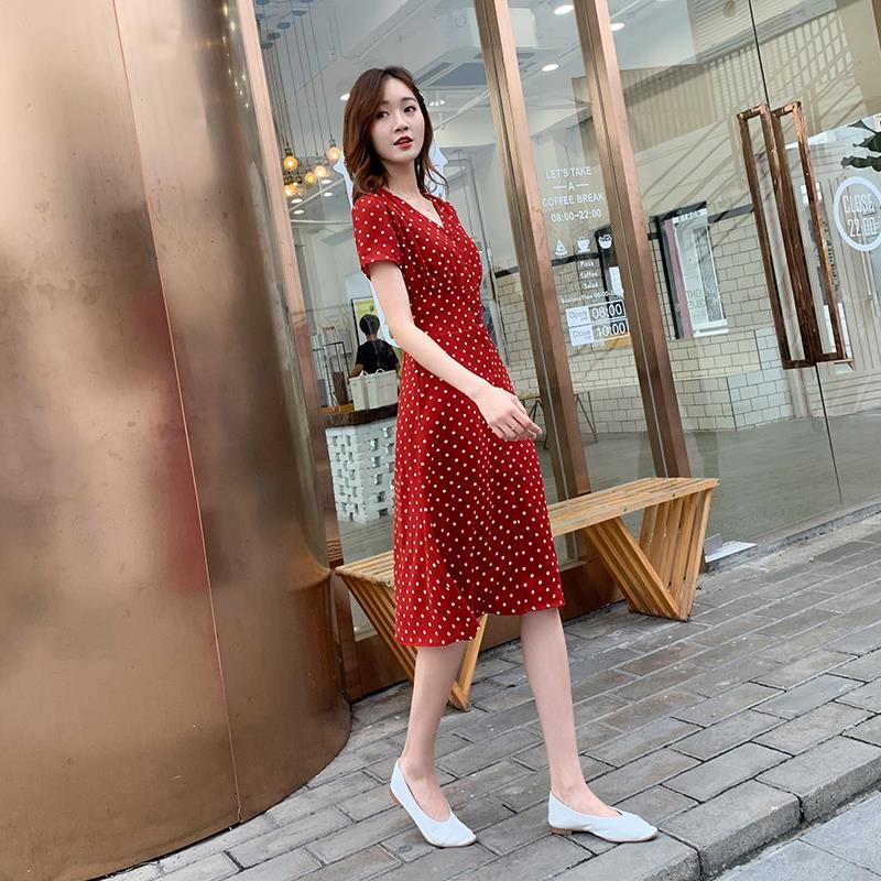Chiffon Wrap Women Dresses Mid - Aglaonema Red ulasan dan harga