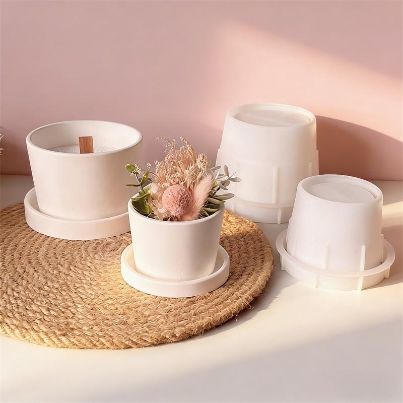Round Plaster Vase Flowerpot C - Echeveria Succulent ulasan dan harga