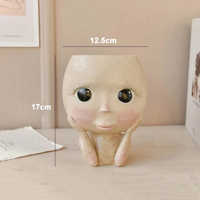 Girls Face Head Flower Planter - Echeveria Succulent ulasan dan harga