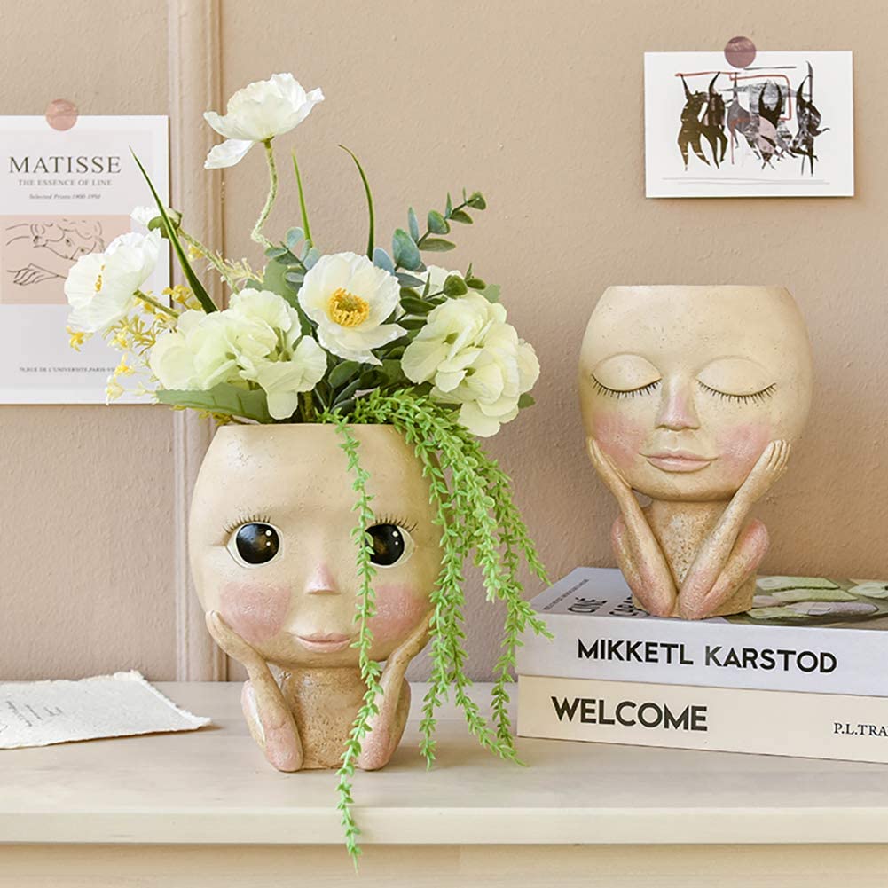 Girls Face Head Flower Planter - Echeveria Succulent ulasan dan harga