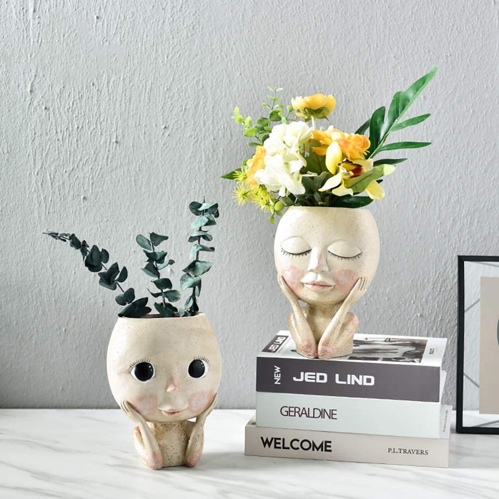 Girls Face Head Flower Planter - Echeveria Succulent ulasan dan harga
